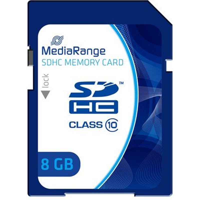 MediaRange - Carte mémoire flash - 8 Go - Class 10 - SDHC - bleu