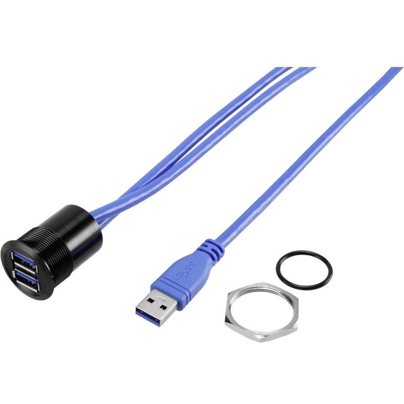 2 x prise femelle A USB 3.0 sur fiche mâle A USB 3.0 TRU COMPONENTS USB-22-BK 92007P90 1 pc(s)