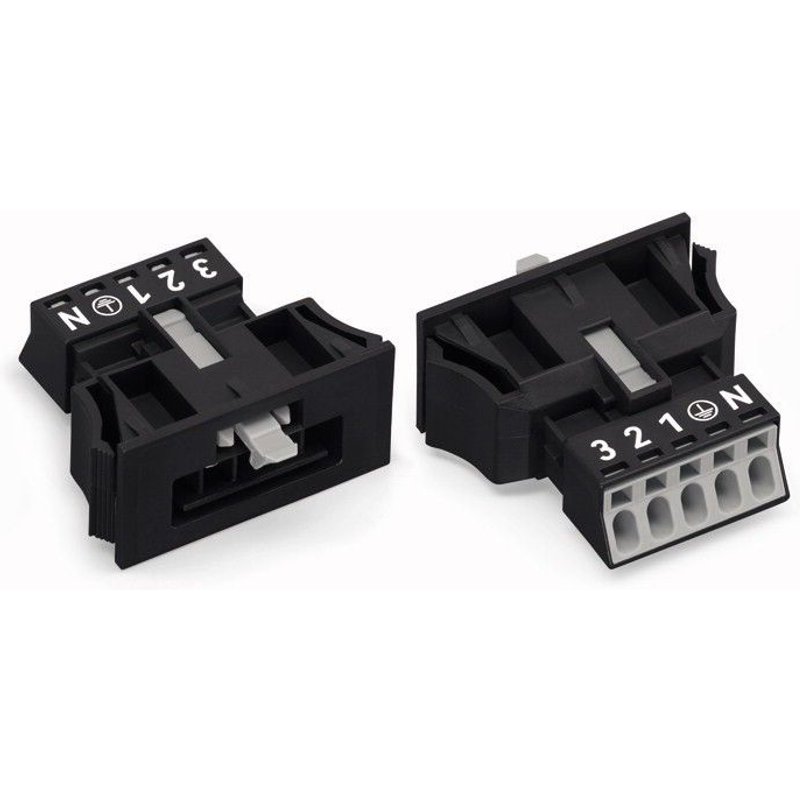 Connecteur d'alimentation WAGO WINSTA MINI Série WINSTA MINI mâle, droit Nbr total de pôles: 4 + PE 16 A noir 1 pc(s)