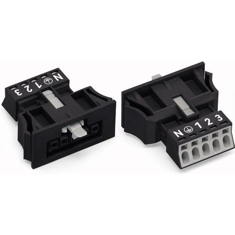 Connecteur d'alimentation WAGO WINSTA MINI Série WINSTA MINI femelle, droit Nbr total de pôles: 4 + PE 16 A noir 1 pc(s