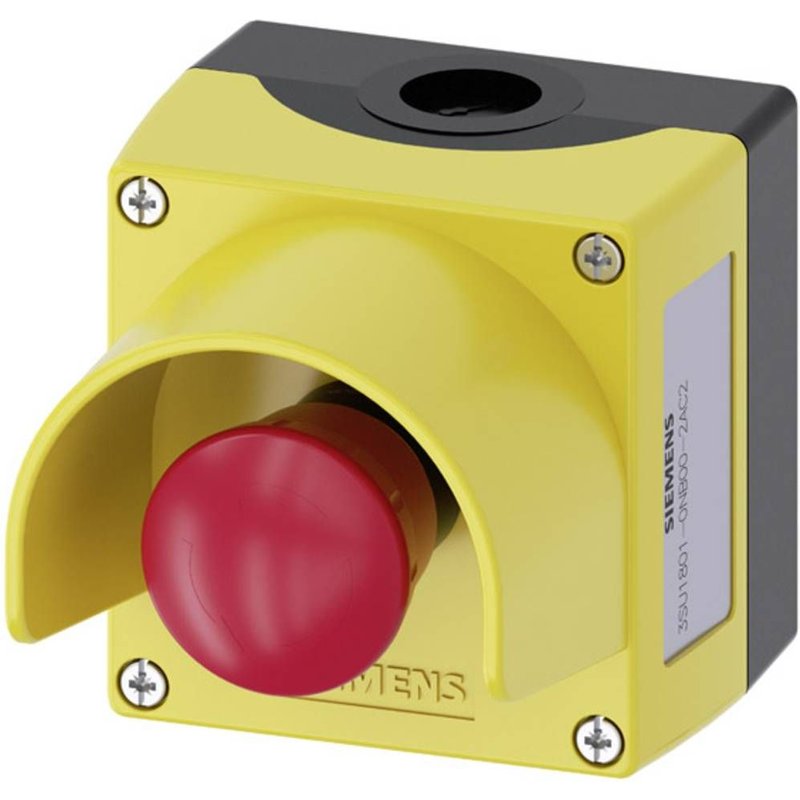 Coup de poing en boîtier, avec collerette de protection jaune décrochage par rotation Siemens SIRIUS ACT 3SU1801-0NB00