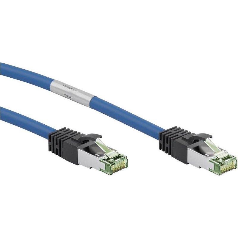 Goobay RJ45 réseau Câble de raccordement CAT 8.1 S/FTP 15 m bleu sans halogène, avec cliquet d'encastrement, contacts do