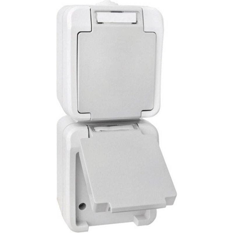 Prise électrique double Peranova 102437 Pera gris clair, gris foncé