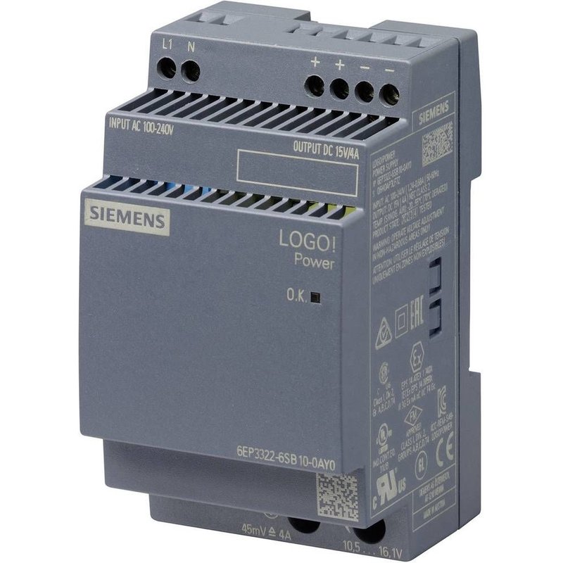 Alimentation rail DIN Siemens 6EP3322-6SB10-0AY0 15 V/DC 4 A 60 W 1 x