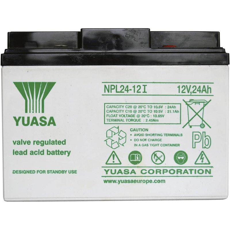 Batterie au plomb 12 V 24 Ah Yuasa NPL24-12 plomb (AGM) (l x h x p) 166 x 125 x 175 mm raccord à vis M5 sans entretien