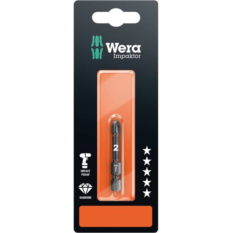 Embout cruciforme PZ 2 Wera 05073961001 Acier à outils revêtement diamanté Forme: F 6.3 1 pc(s)