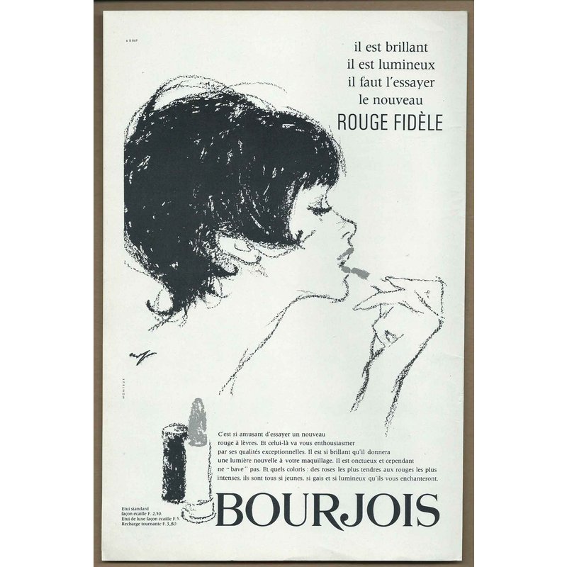 Publicité Papier - Rouge Fidèle De Bourjois De 1965
