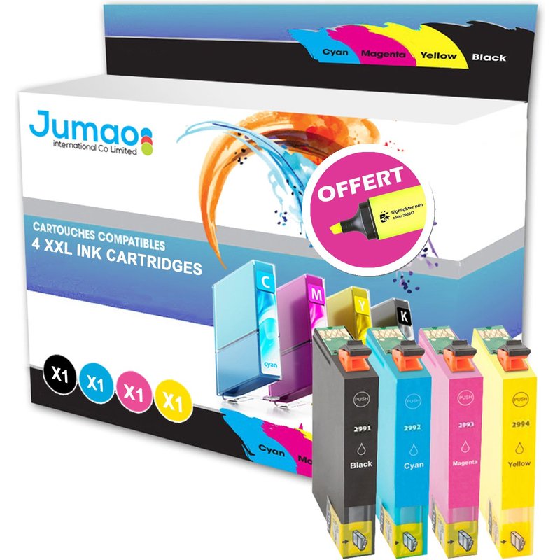 4 cartouches d'encre Jumao compatibles pour Epson Expression Home XP 332 335 342 +Fluo offert