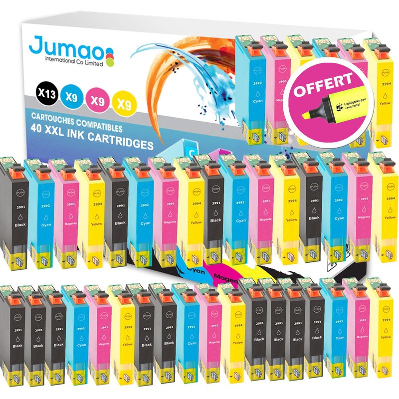 40 cartouche d'encre Jumao compatibles pour Epson Expression Home XP332 335 342 +Fluo offert