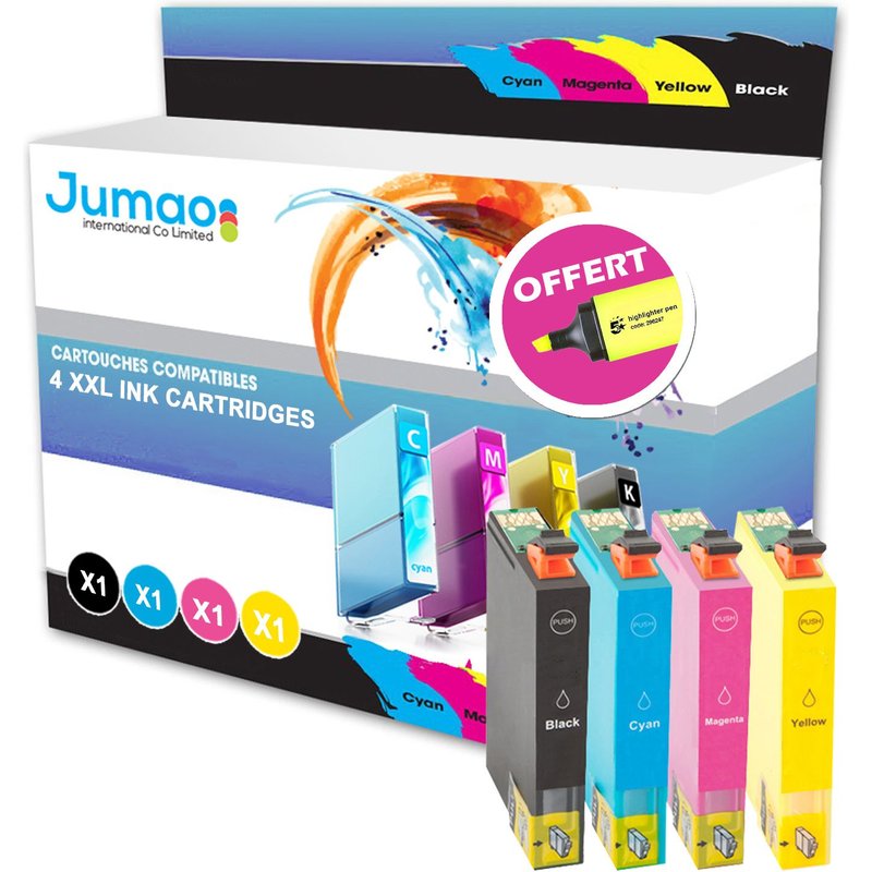 4 cartouches jet d'encre Jumao type T071 compatibles pour Epson Stylus SX405 +Fluo offert