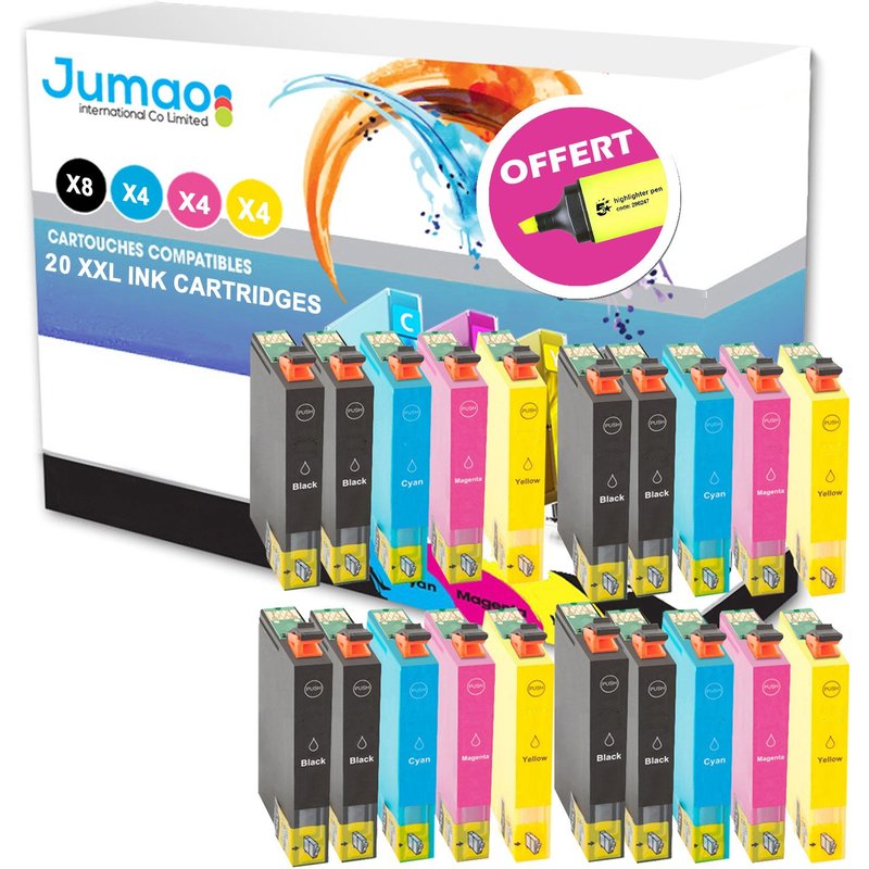 20 cartouches Jumao T071 compatibles pour Epson Stylus DX 9400F 8450 8400 7450 +Fluo offert