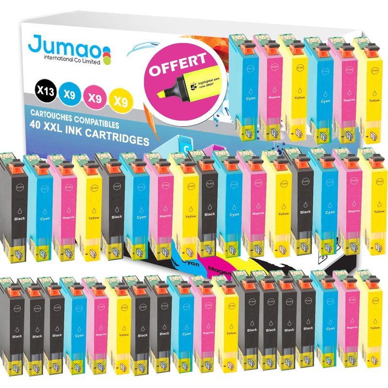 40 cartouches jet d'encre Jumao type T071 compatibles pour Epson Stylus SX215 +Fluo offert