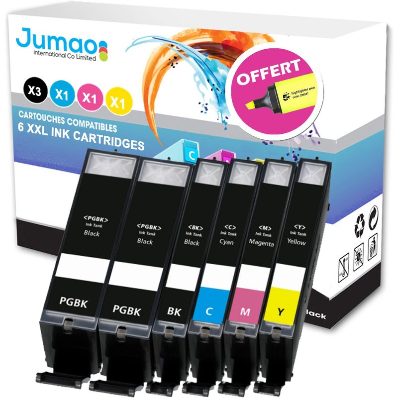 6 cartouches jet d'encre type Jumao compatibles pour Canon Pixma MG5700 Series +Fluo offert