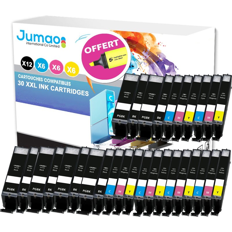 30 cartouches d'encre Jumao compatibles pour Canon Pixma Series MG5700 7700 6800 +Fluo offert