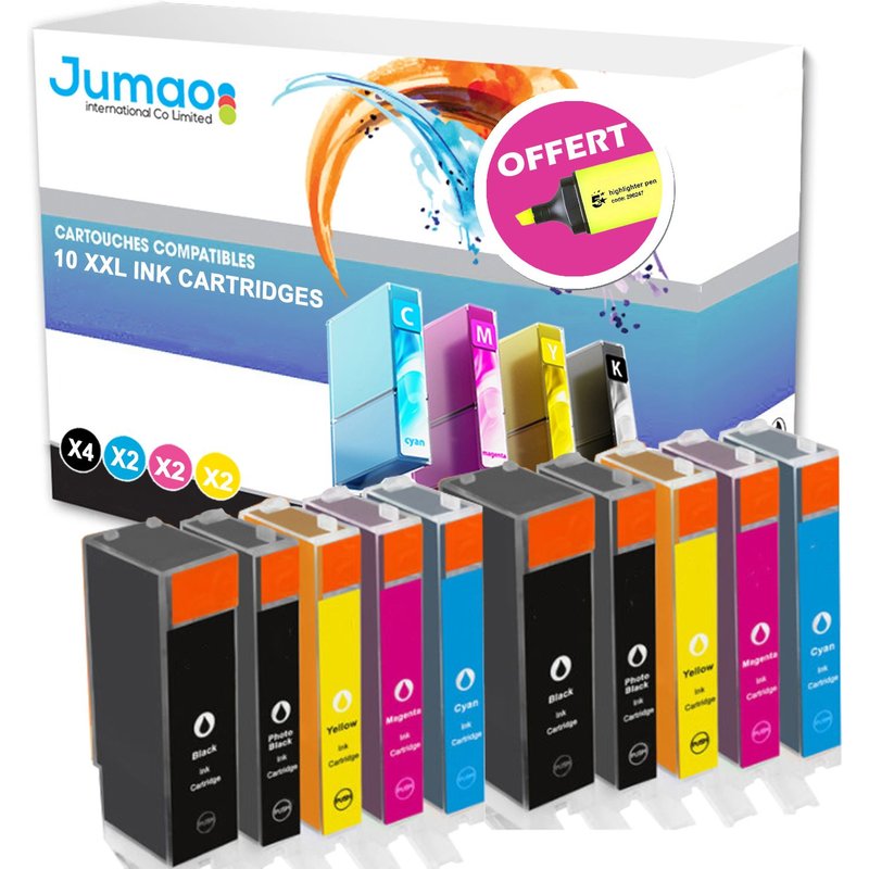 10 cartouche d'encre type Jumao compatibles pour Canon PIXMA MP800R 610 600R 830 +Fluo offert