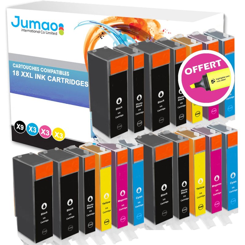 18 cartouches Jumao compatibles pour Canon PIXMA iX5000 4000 iP4300 4500 4200 +Fluo offert