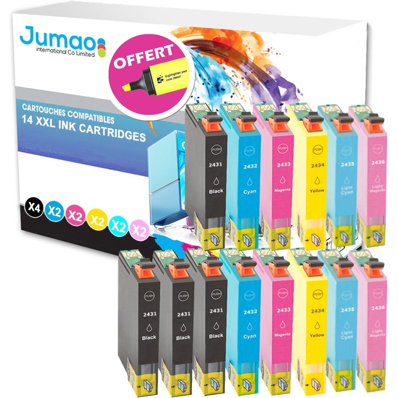 14 cartouches Jumao compatibles pour Epson Expression Photo XP-850 760 55 750 +Fluo offert