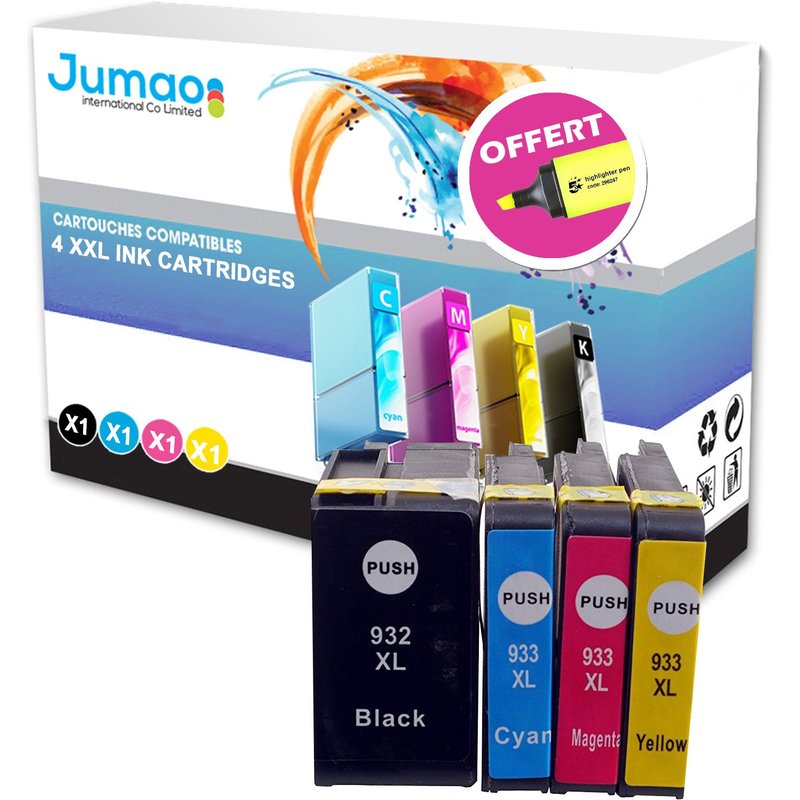 4 cartouches compatibles pour HP Officejet 6700 Premium e-All-in-One cartridges +Fluo offert