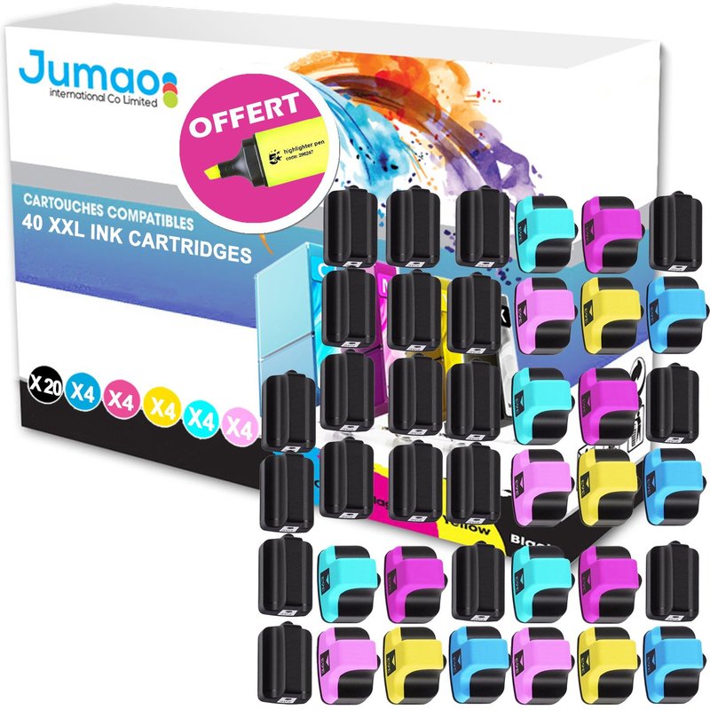 40 cartouches compatibles pour HP Photosmart C6180 All-in-One Printer Type Jumao +Fluo offert