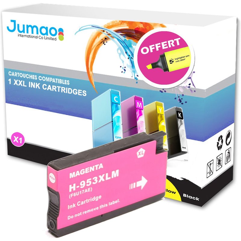 cartouche Jumao pour HP Officejet Pro 8218 8710 8715 8716 8730, type Jumao Magenta 30 ML +Fluo offert