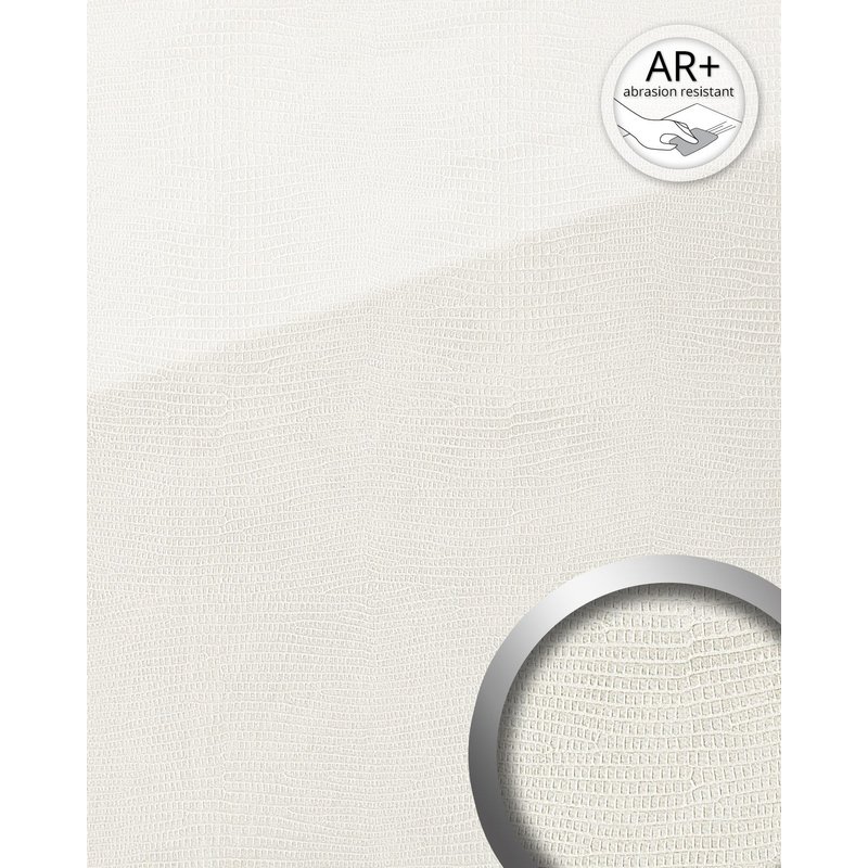 Panneau dĂ©coratif aspect cuir WallFace 19305 LEGUAN Bianco lisse RevĂȘtement mural d'aspect verre brillant auto-adhĂ©sif rĂ©sistant Ă l'abrasion blanc 2,6 m2