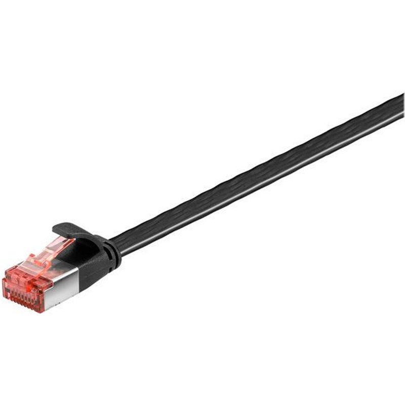 goobay - Câble réseau - RJ-45 (M) pour RJ-45 (M) - 7.5 m - U/FTP, PiMF - CAT 6 - moulé, sans crochet, plat - noir