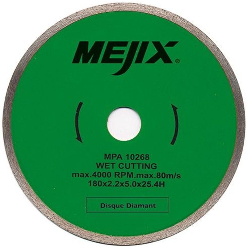 Disque diamant jante continue D. 200 x Al. 25,4/22,23 x Ht. 5 x ép. 2,2 mm - Carrelage, Faïence - 180015 - Mejix