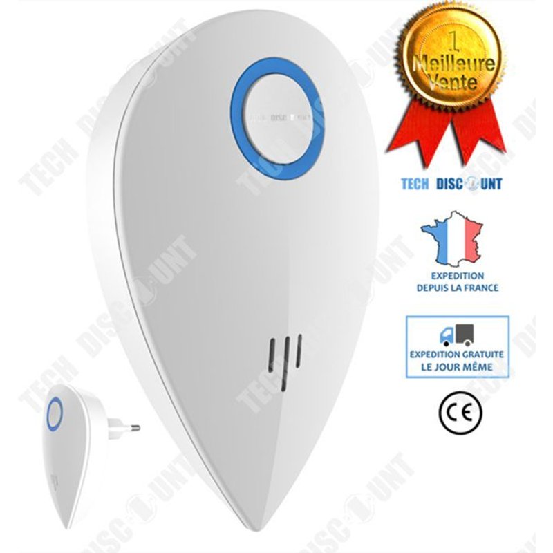 TD Répulsif Insectes Ultrasons Multifonctionnel Technologie Ultrasonique Repousser Moustiques Araignées Cafards Intérieur Extérieur