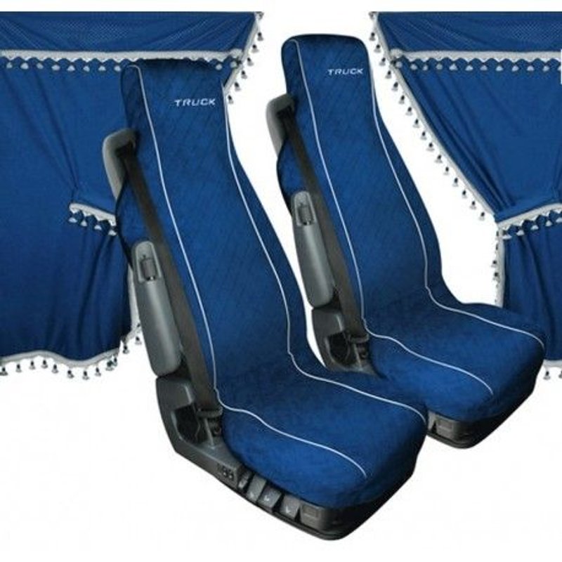 Set Interieur Rideau Plus Housses En Microfibre Bleu Rf 98642