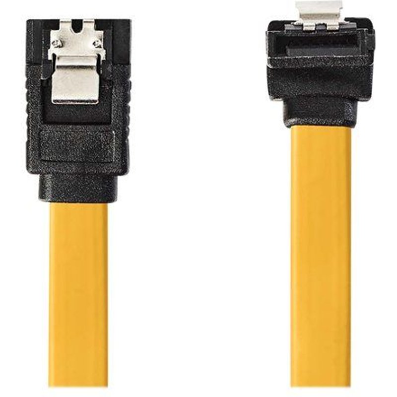 Nedis - Câble SATA - Serial ATA 150/300/600 - SATA (F) droit/bloquant pour SATA (F) incliné/verrouillage - 1 m - plat - jaune