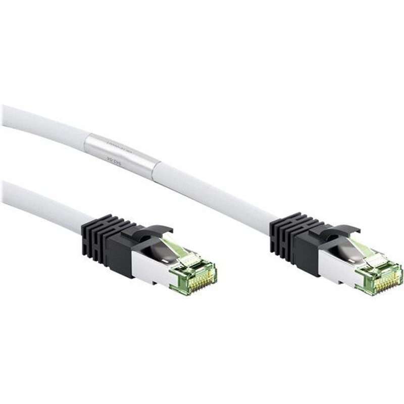 goobay - Cordon de raccordement - RJ-45 (M) pour RJ-45 (M) - 10 m - SFTP, PiMF - CAT 8.1 - sans halogène, moulé, sans crochet, bloqué - blanc