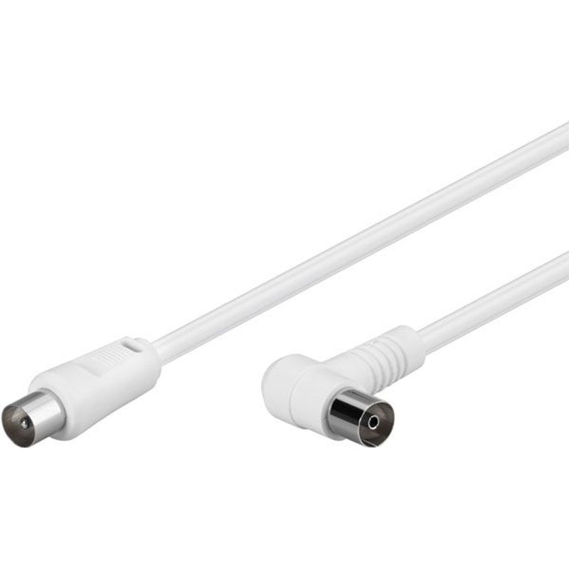 Câble d'antenne white 2.50 m (100 % shielded) coax plug straight / 90° angled Coaxial-jack