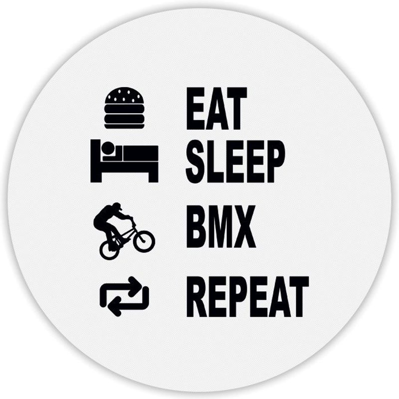 Tapis de souris rond imprimé eat sleep bmx