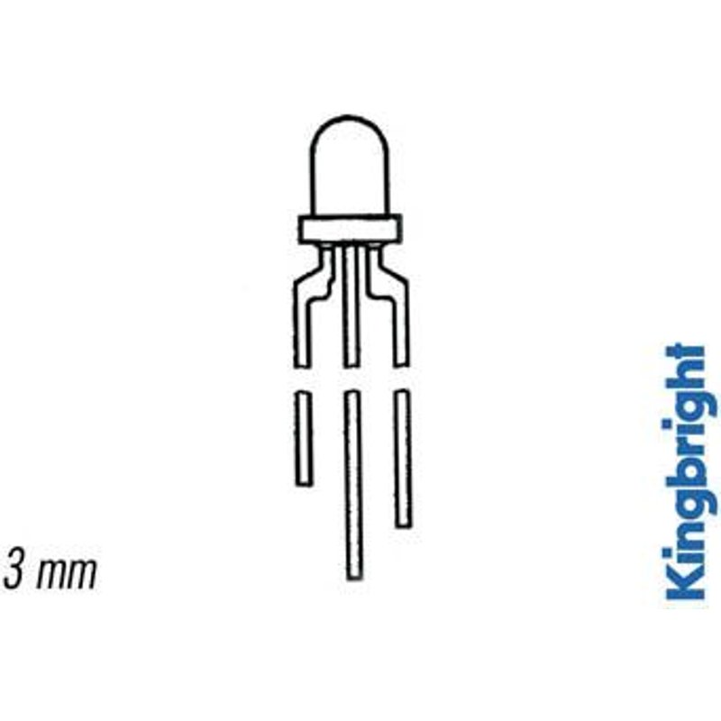L-115wgyw led 3mm vert/jaune blanc diffus 50mcd