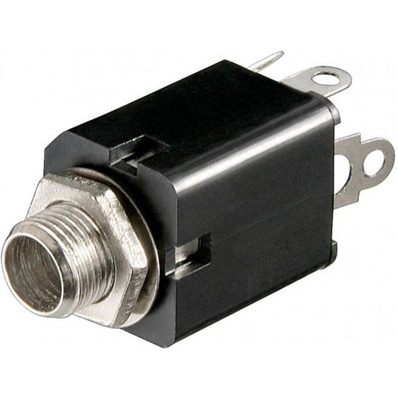 Jack panel socket - 6.35 mm - mono plastic version with switching contact