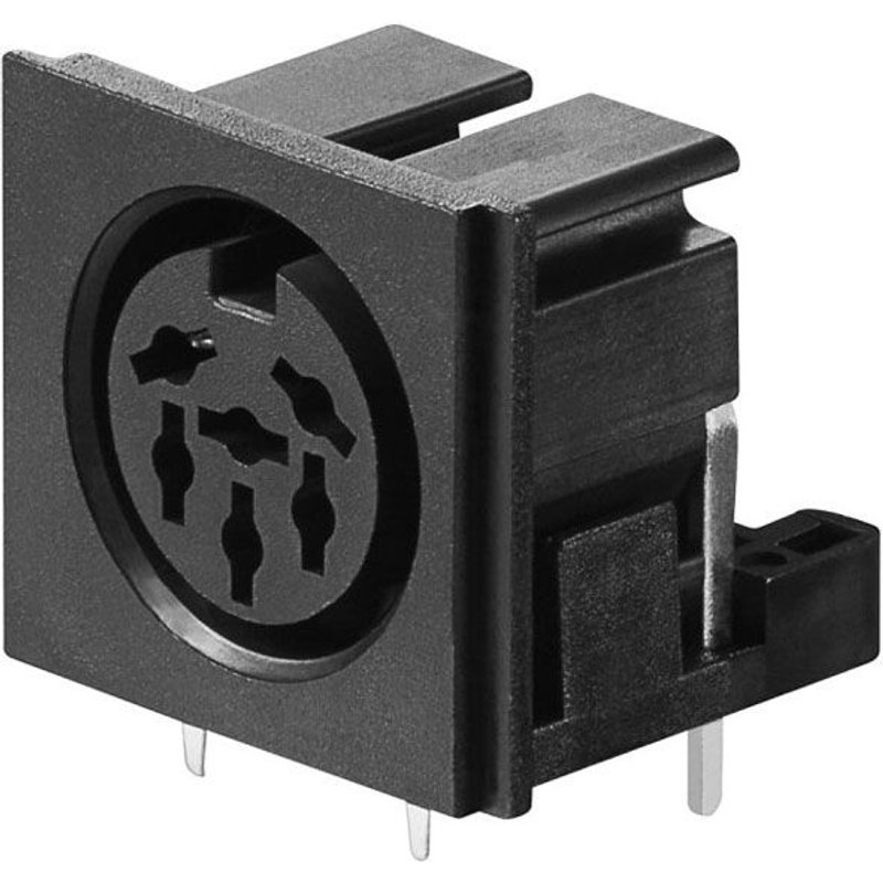 DIN chassis socket 6-pol. 240° plastic,print connection,90° angled