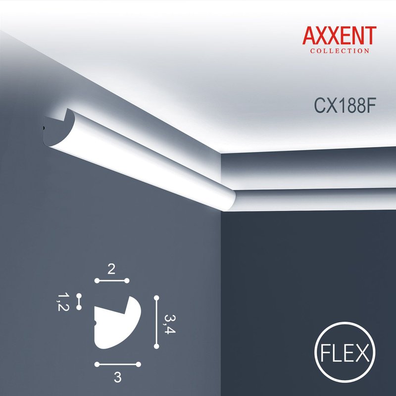 Corniche Orac Decor CX188F AXXENT Corniche Moulure flexible Moulure décorative design moderne blanc 2 m