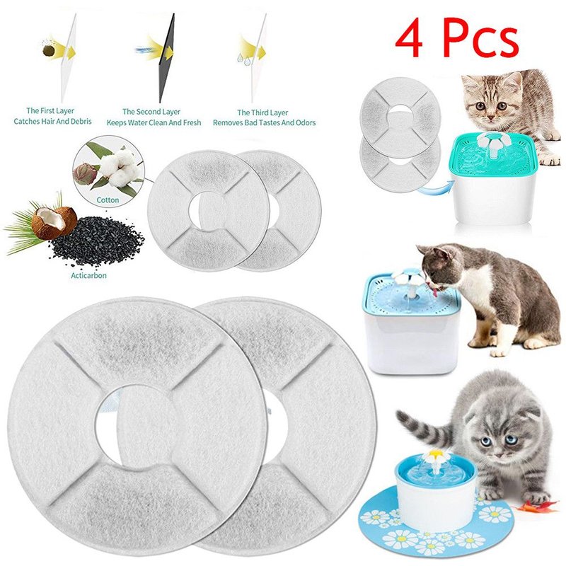 4pcs Filtre Style Fleur Pour Chien Automatique Chat Chaton Fontaine Eau Potable