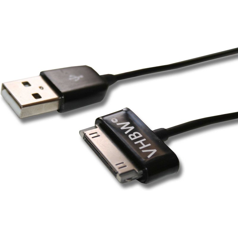 vhbw Câble de données USB (type A sur tablette) 2en1 câble de chargement 120cm convient pour Samsung Galaxy Note GT-N8000, GT-N8010 tablette - noir