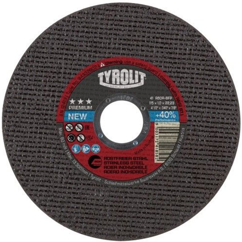 Disques à tronçonner - Premium moyeu plat - coupe inox - 115 mm TYROLIT