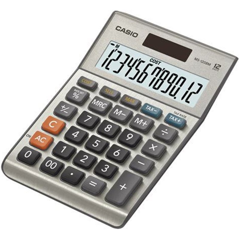 Casio MS-120BM - Calculatrice de bureau - 12 chiffres - panneau solaire, pile