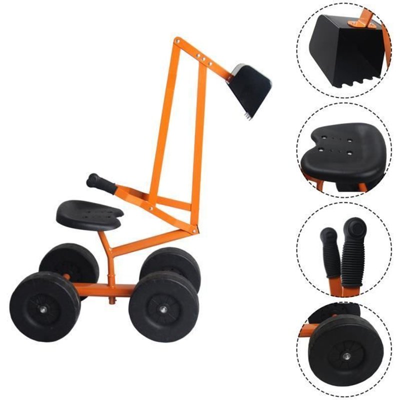 Costway Pelle À Sable Excavateur Enfants - Siège Rotatif 360° - Cadre Métal - Jouet Extérieur Pour Sable Terre Neige - 3 Ans+