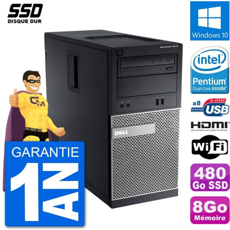PC Dell 3010 MT G2020 RAM 8Go SSD 480Go HDMI Windows 10 Wifi