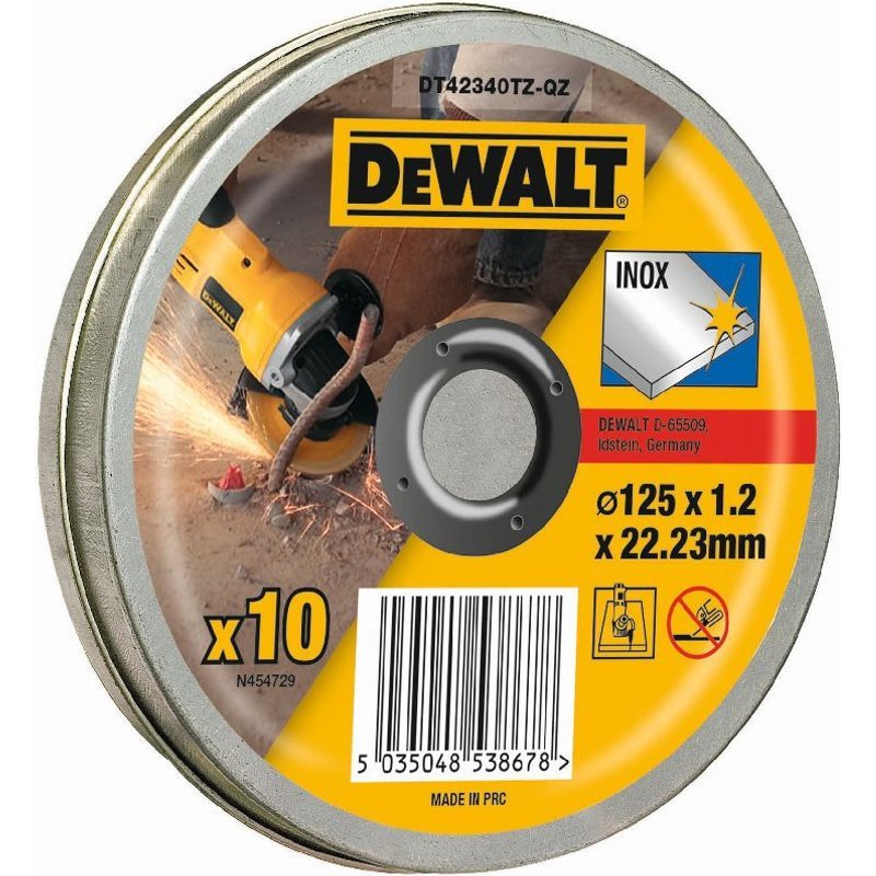 DeWALT Disque à tronçonner, 10 pièces, 125x1,2 mm - DT42340TZ-QZ
