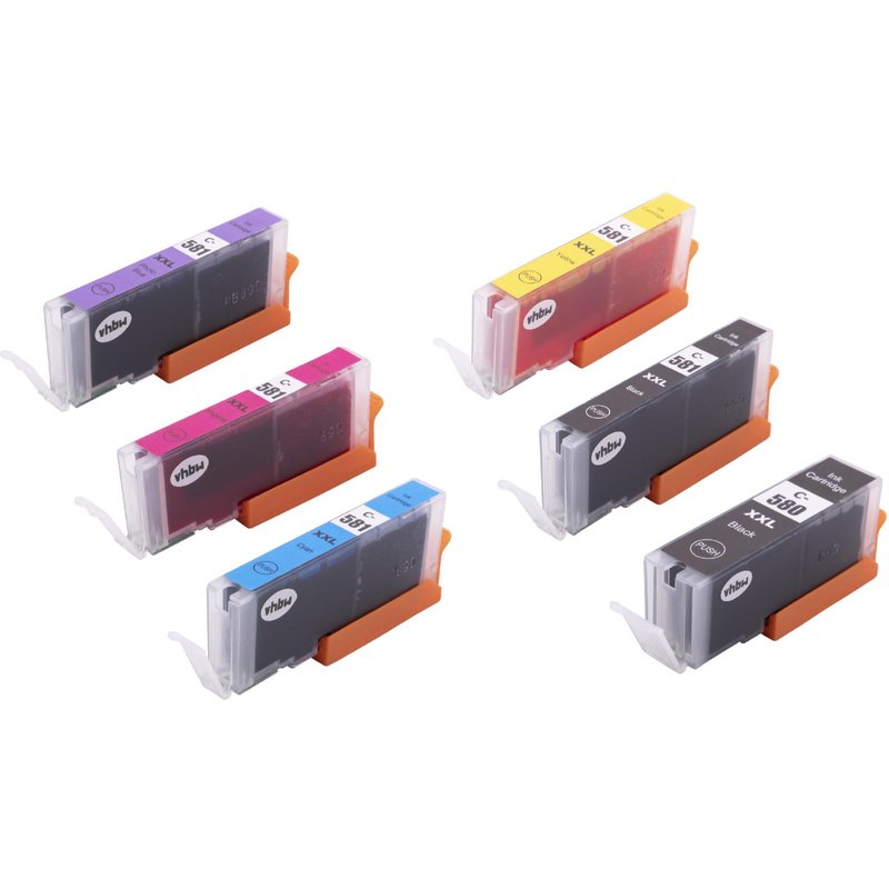 vhbw 6x cartouches d'encre pour Canon Pixma TS8152, TS8250, TS8251, TS8252, TS9150, TS9155, TS9550, TS9551C