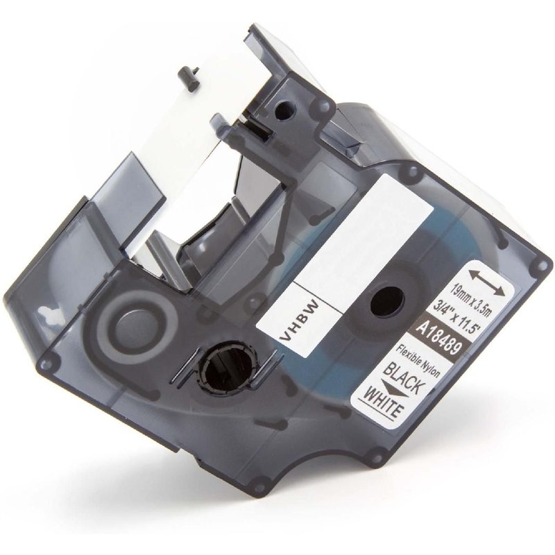 vhbw Ruban compatible avec 3M PL200, PL300, PL100 imprimante d'étiquettes 19mm Noir sur Blanc, nylon