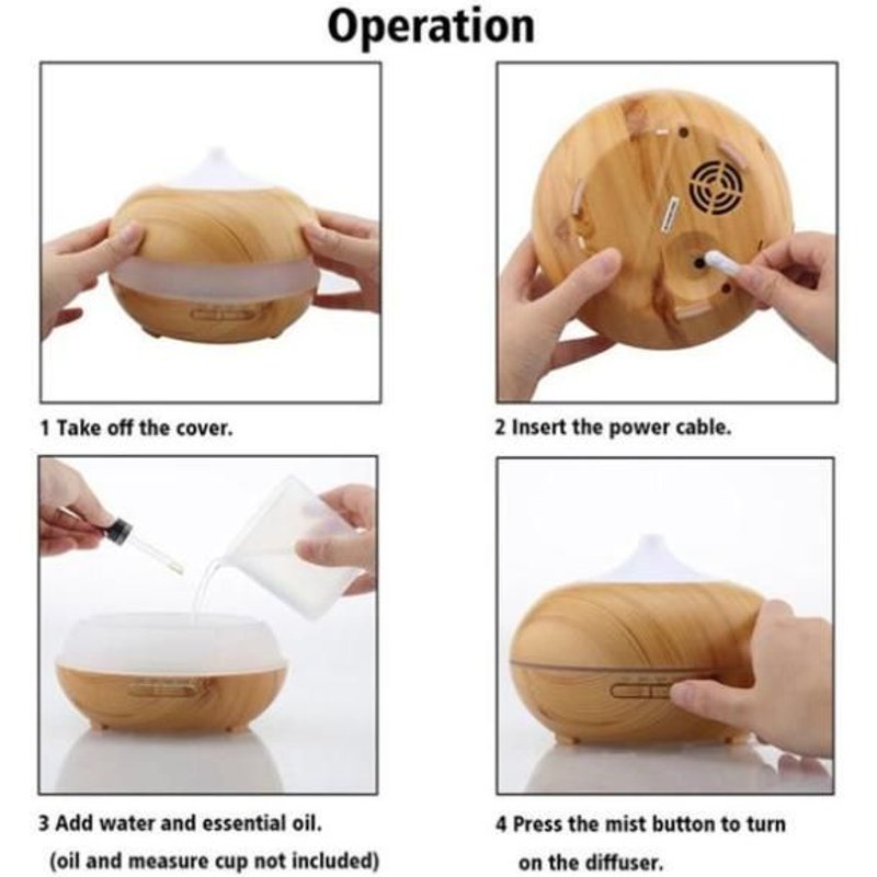 300 Ml Bois Aroma Humidificateur Pour Office, Home Salon, Chambre