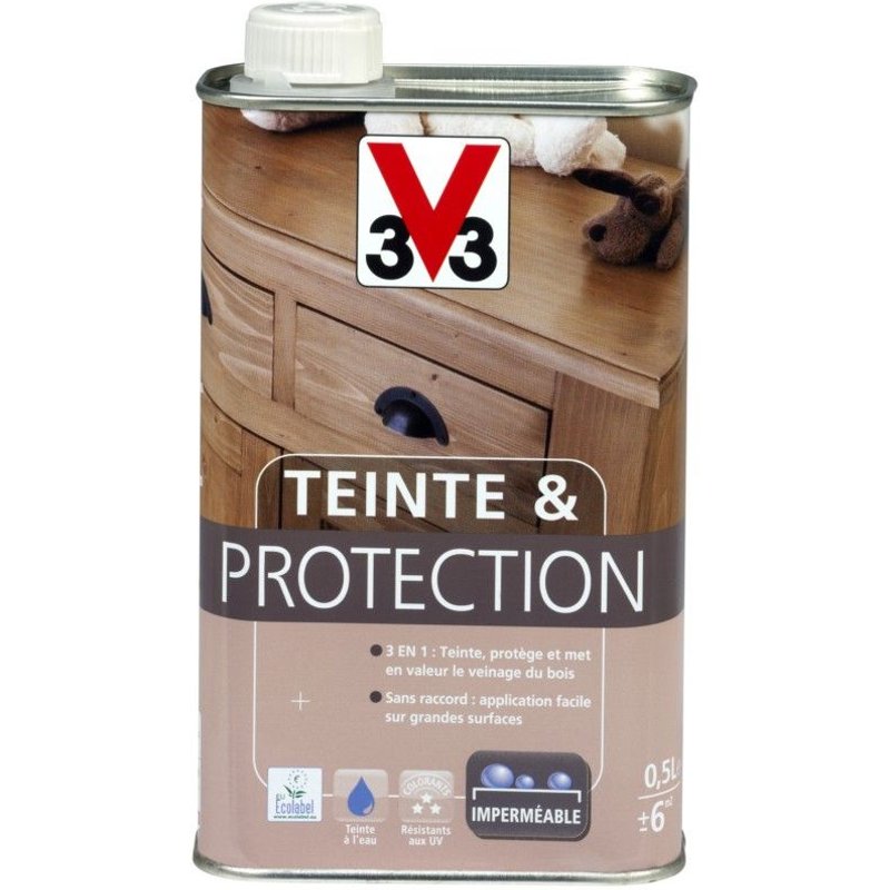 Teinte & Protection Bois V33 Chêne Doré Mat 0,5L