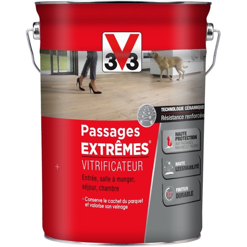 Vitrificateur Bois V33 Passages ExtrĂȘmes ChĂȘne Moyen Satin 5L