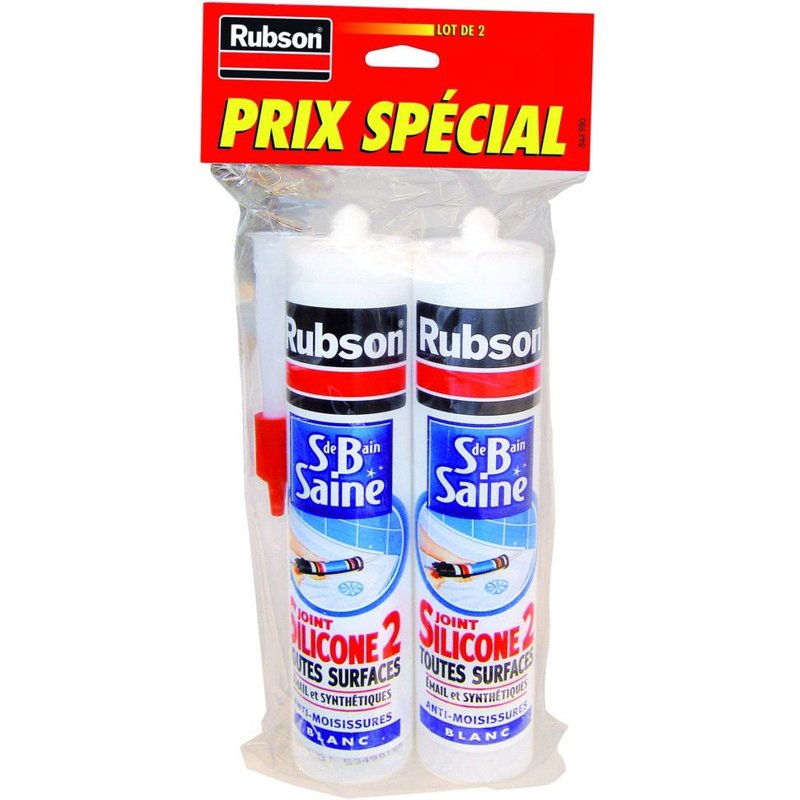 Lot de 2 cartouche de mastic silicone sanitaire Rubson 280 mL translucide